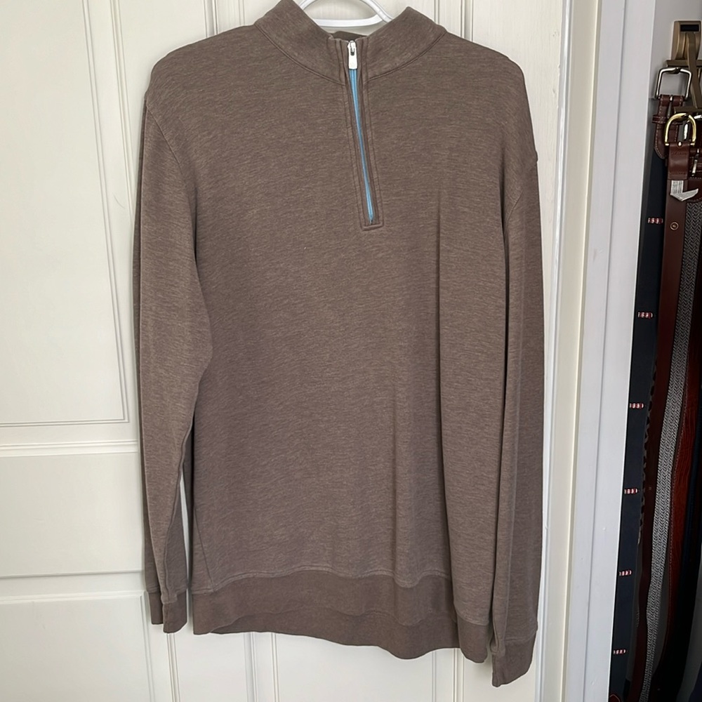 Peter Millar Cotton Quarter Zip 1/4 Size Extra Large XL Brown
